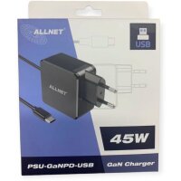 Z ALLNET Ersatznetzteil QC USB-C PD GaN Netzteil Power Supply 45 Watt 1x USB Typ-C mit 2m festem Kabel**EU PLUG**