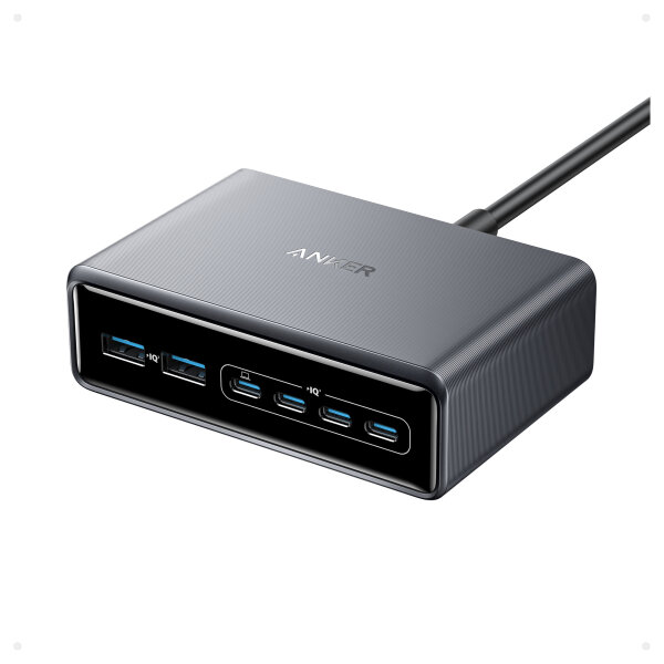 Anker Prime Charger 200W Desktop GaN 4 x USB-C 2 x USB-A black