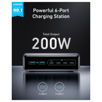 Anker Prime Charger 200W Desktop GaN 4 x USB-C 2 x USB-A...