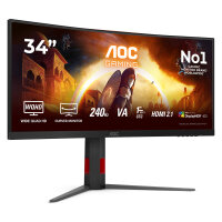 86,4cm/34" (3440x1440) AOC CU34G4Z 21:9 WQHD Fast VA 1ms 240Hz HDMI DisplayPort USB VESA HDR Curved Black