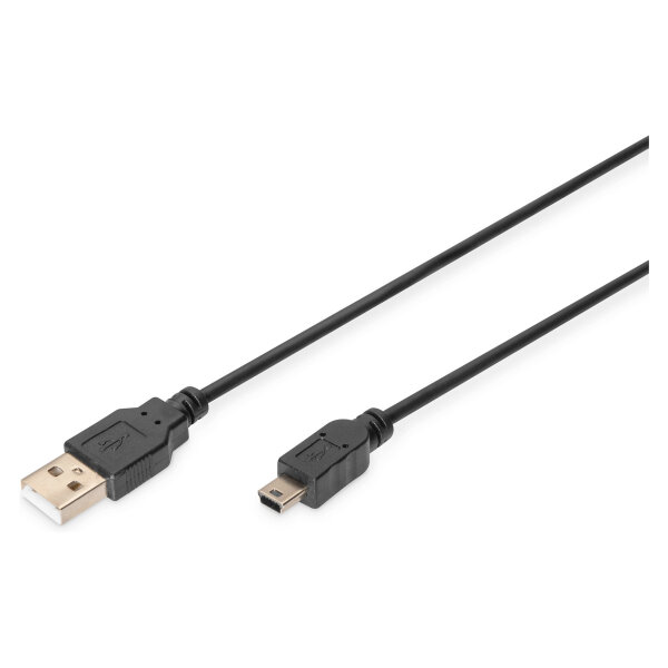 DIGITUS USB 2.0 Anschlusskabel Typ A -mini B St/St 3.0m, sw