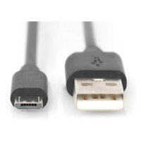 DIGITUS USB 2.0 Anschlusskabel Typ A -mikro B St/St 1.8m, sw