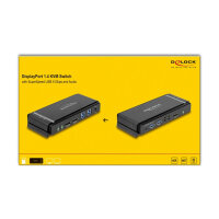 DELOCK DisplayPort 1.4 KVM Switch 8K 60 Hz mit USB 5 Gbps und Audio