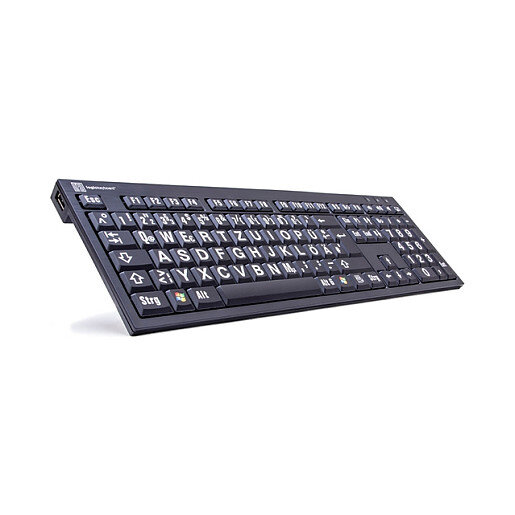 LogicKeyboard XL-Print White on Black DE (PC/Nero)