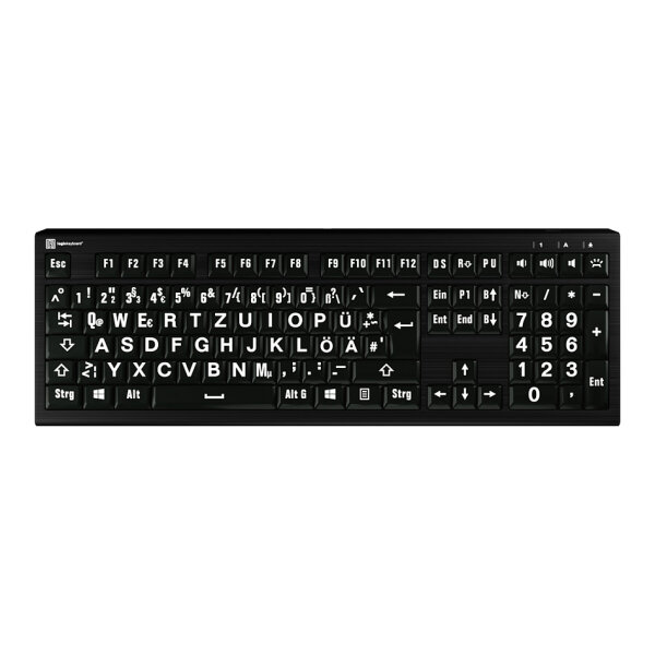 LogicKeyboard XL-Print Astra 2 White on Black DE (PC)