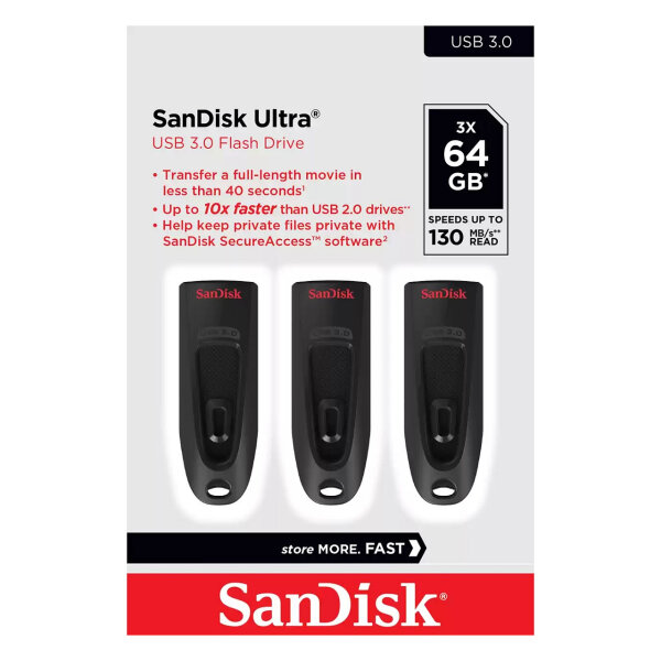 STICK Sandisk ULTRA 64GB USB 3.0 FLASH DRIVE