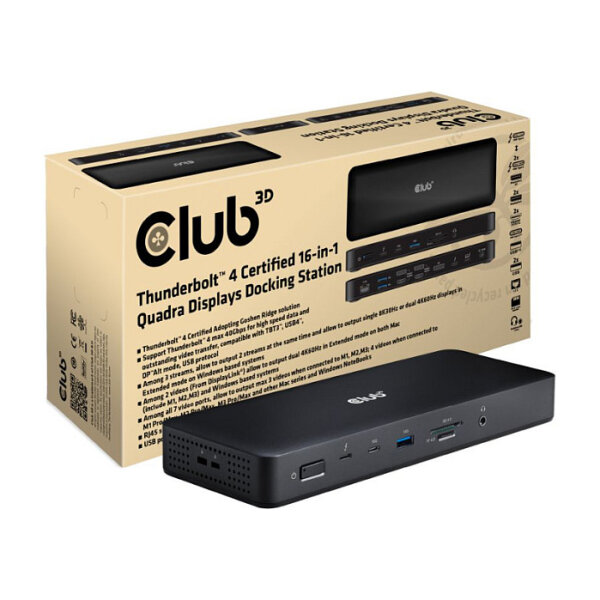 Club3D Thunderbolt4 16-in-1 Dockingstation 4 Displays St/Bu