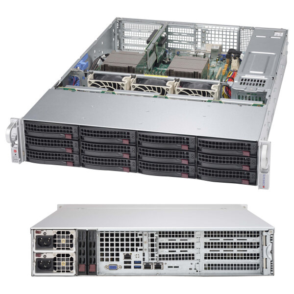 Supermicro 2U 12x3.5" hot-swap drive 2x1200W ohne OS