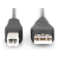 DIGITUS USB 2.0 Anschlusskabel Typ A -B St/St 3.0m sw