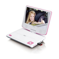LENCO DVP-910 9" DVD-Player + USB & KfZ-Halterung. pink/wei