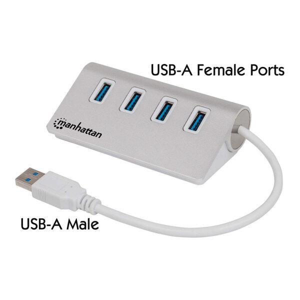MANHATTAN Hub 4-Port 4xUSB3.0 Alu Strom: USB