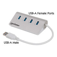 MANHATTAN Hub 4-Port 4xUSB3.0 Alu Strom: USB