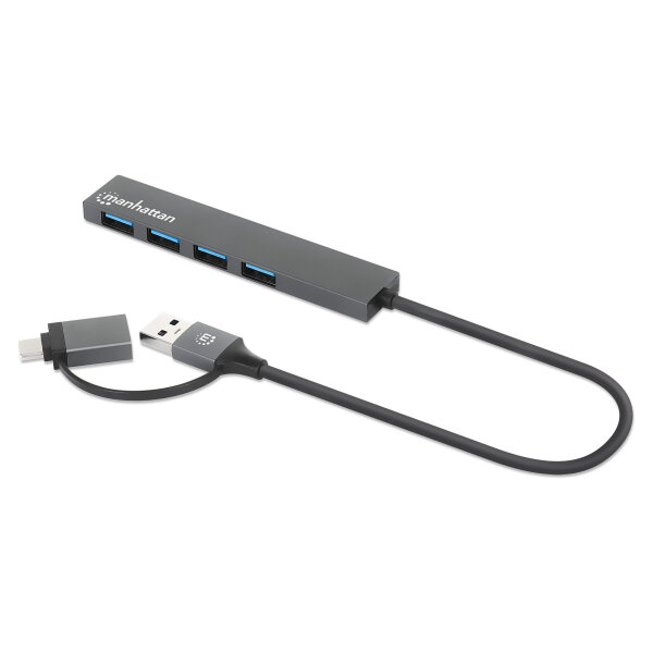 MANHATTAN Kombo-Hub 4Port USB 3.0 Typ-C/Typ-A 4xUSB-A Buchse