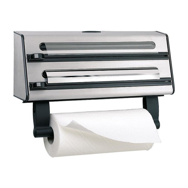 Emsa 504180 Contura 3-fach-Schneidabroller, Edelstahl, silber/schwarz