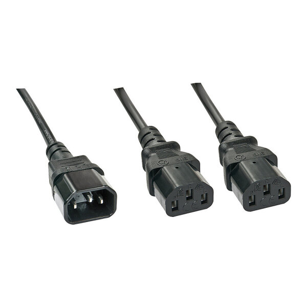 LINDY IEC-Netzkabel C14 an 2x IEC C13 1m