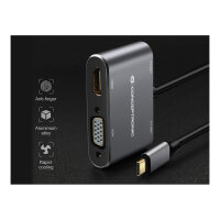 CONCEPTRONIC 4-1 Dock USB-C->HDMI.USB3.0.VGA.100WPD 15cm gr