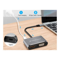 CONCEPTRONIC 4-1 Dock USB-C->HDMI.USB3.0.VGA.100WPD 15cm gr
