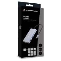 CONCEPTRONIC 10-1 Dock USB-C->HDMI/USB-A/VGA/AUX/+ 25cm gr