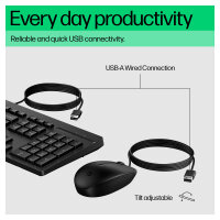 HP Tastatur+Maus 225 Set Kabelgebunden Schwarz