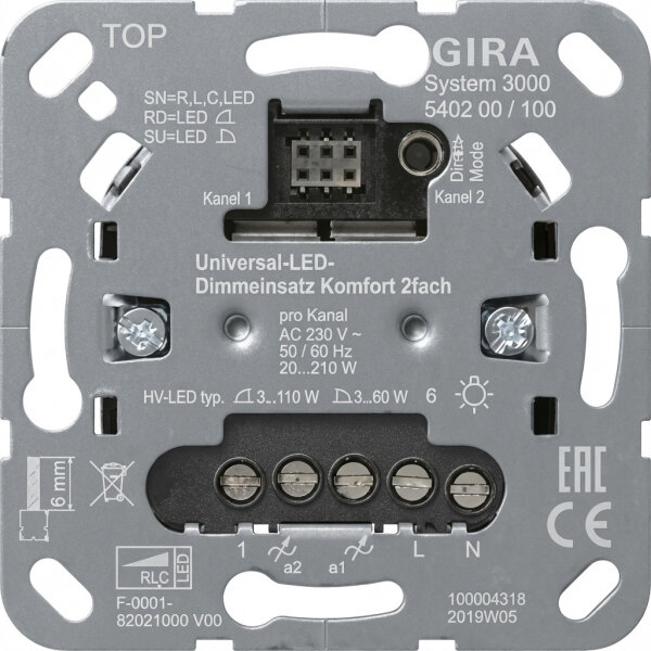 GIRA 540200 S3000 Uni-LED-Dimmeins. Komfort 2f Einsatz