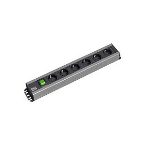 BACHMANN Handwerkerleiste 6x Schutzkontakt Schalter 48,26cm 19-Zoll-Rack kompatibel 2m