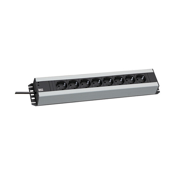 BACHMANN Handwerkerleiste 8x Schutzkontakt 48,26cm 19Zoll-Rack kompatibel 2m