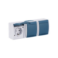 BUSCH JAEGER BJ 2300/3EW-53 Steckdose m.Klappdeckel waagerecht 3f ocean IP44 grau/blau