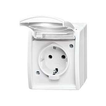 BUSCH JAEGER BJ 20EW-54 Steckdose m.Klappdeckel ocean IP44 alpinweiß