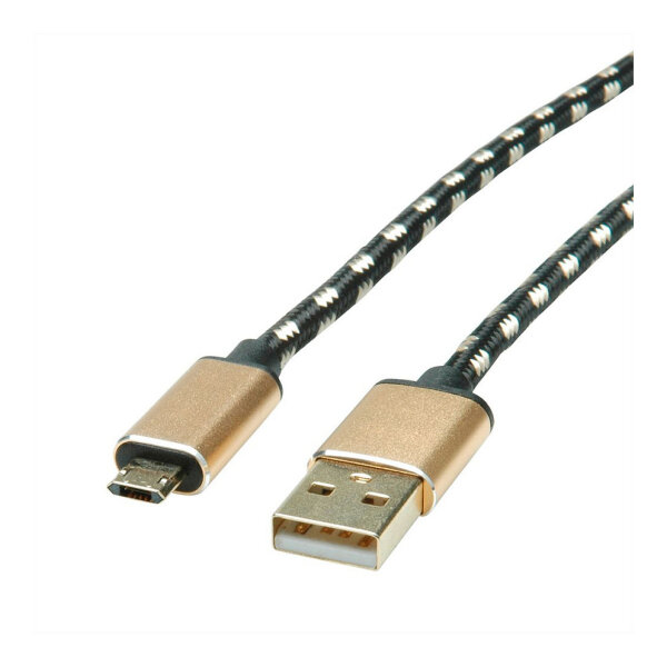 ROLINE GOLD USB 2.0 Kabel Typ A ST - Micro B ST reversibel 0,8m