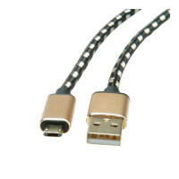 ROLINE GOLD USB 2.0 Kabel Typ A ST - Micro B ST reversibel 0,8m