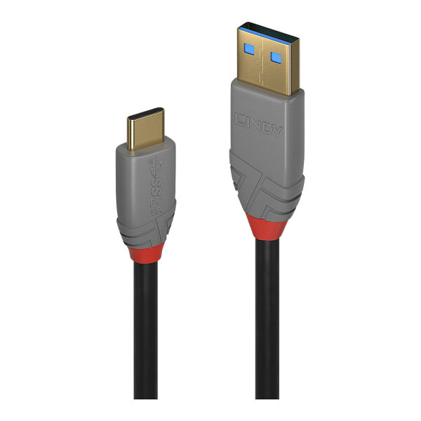 LINDY USB 3.2 Typ A an C Kabel, 5A PD, Anthra Line 2m