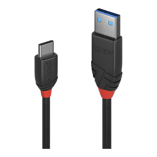 LINDY USB 3.1 Kabel Typ A/C 3A Black Line M/M 0.5m