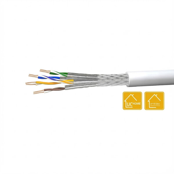 Draka Verlegekabel UCHOME SS26, Cat 7, S/FTP, PiMF, wei, 100m Ring