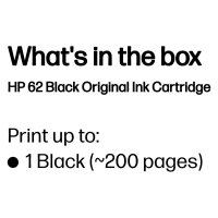 HP 62 BLACK ORIGINAL INK