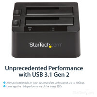 D StarTech USB 3.1 GEN 2 DUAL-BAY DOCK