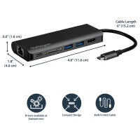D StarTech USB-C MULTIPORT ADAPTER W/ SD