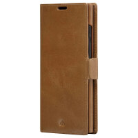 dbramante1928 Lynge - Flip-Hlle fr Mobiltelefon - genarbtes Leder - Hellbraun - fr Samsung Galaxy S22 Ultra