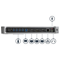 D StarTech Triple-Video Laptop Dockingstation - USB 3.0 - Docking Station