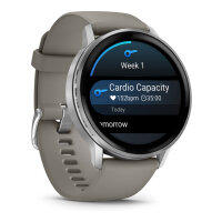 Garmin Venu 4 45mm Silikon-Armb. schwarz/silber/gra