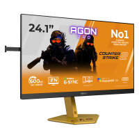 AOC Agon Pro CS24A - 24 Zoll Full HD Gaming, 610Hz 0,5ms gtg, G-Sync,HDR400 (1920x1080, 2x HDMI 2.1, DP 1.4, USB Hub) schwarz-rot-orange