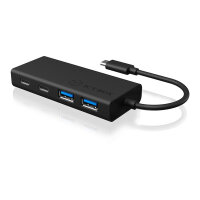 USB HUB 5Port ICY BOX 2xUSB3.0 2xUSB-C 1xUSB Power Delivery 60W SuperSpeed passiv Black