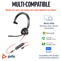 HP Poly Headset Blackwire C3315 Mono USB-C/A & 3.5 mm