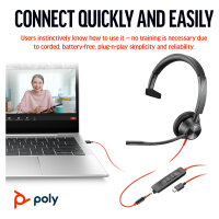 HP Poly Headset Blackwire C3315 Mono USB-C/A & 3.5 mm