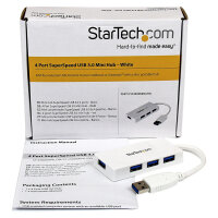 StarTech WHITE 4 PORT MINI USB 3.0 HUB