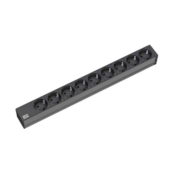BACHMANN 48,26cm 19Zoll Steckdosenleiste 9fach ohne Schalter schwarz