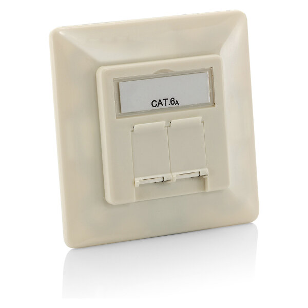 Equip Aufputz Frontplatte Cat6A 2x RJ45 RAL 1013 Perlweiß