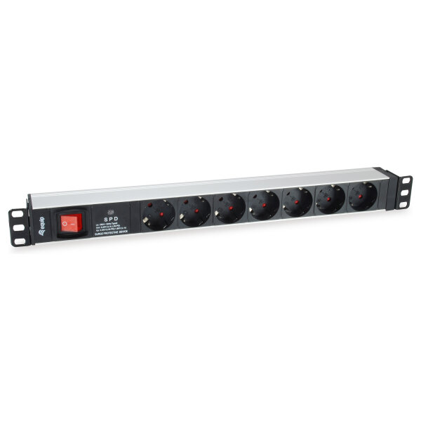 Equip Steckdosenleiste 19"(1HE)7fach mit Ü-Schutz + Schalt