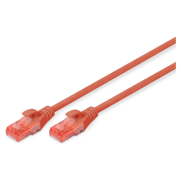 DIGITUS Patchkabel RJ45 U/UTP Cat6 2.00m rot Hebelschutz Polybeutel