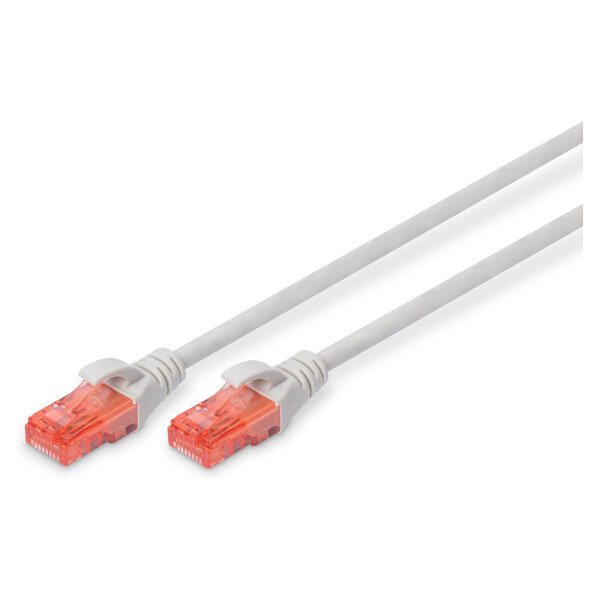 DIGITUS Patchkabel Cat6 U/UTP 2xRJ45 10.0m grau Hebelschutz