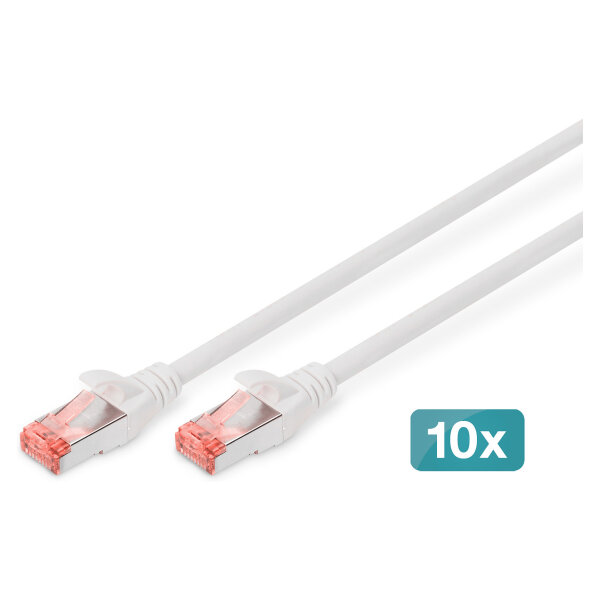 DIGITUS CAT 6 S/FTP Patchkabel, 10 Stück, 5m, weiß
